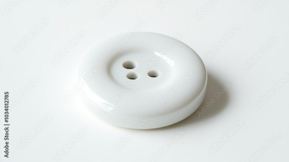 Poster a close-up shot of a white button sitting on a table surface