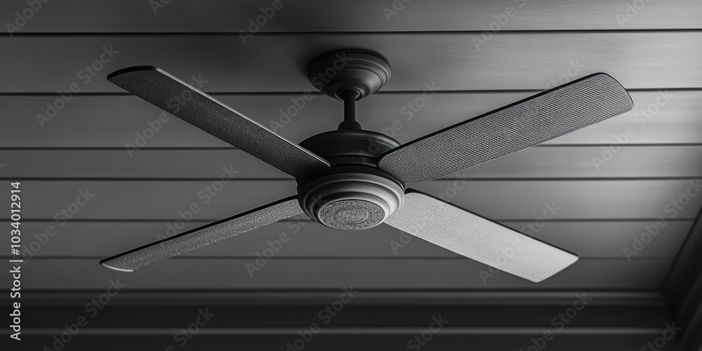 Aufkleber A close-up shot of a classic ceiling fan in monochrome tone, suitable for use in design or editorial projects