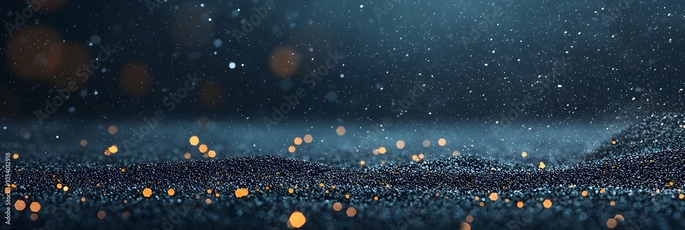 Aufkleber Captivating close up of shimmering glitter particles glowing and sparkling against a mesmerizing black background creating a magical enchanting and otherworldly atmosphere