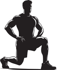 Lunges Gym exercise Silhouette illustration isolated on a white background