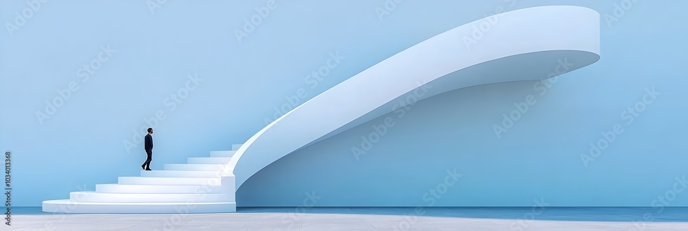 Aufkleber Captivating minimalist white spiral staircases ascending in an abstract architectural design creating a visually striking pattern and clean contemporary aesthetic