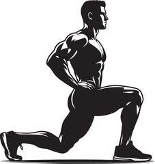 Lunges Gym exercise Silhouette illustration isolated on a white background