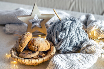 Christmas composition with cookies. Christmas concept.