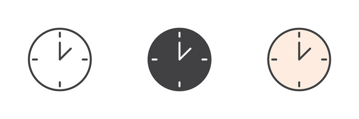 Round clock different style icon set