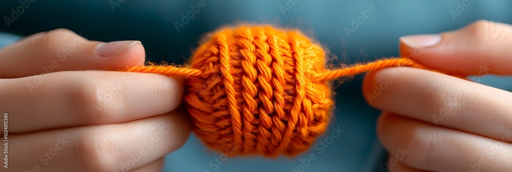Aufkleber closeup shot of hands working on a knitting project capturing the relaxing and meditative process of