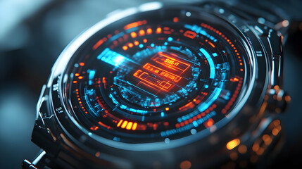 3D Macro Shot of Smartwatch Display with Holographic Notification for Special Offers, Sleek Design and Futuristic Interface on White Background