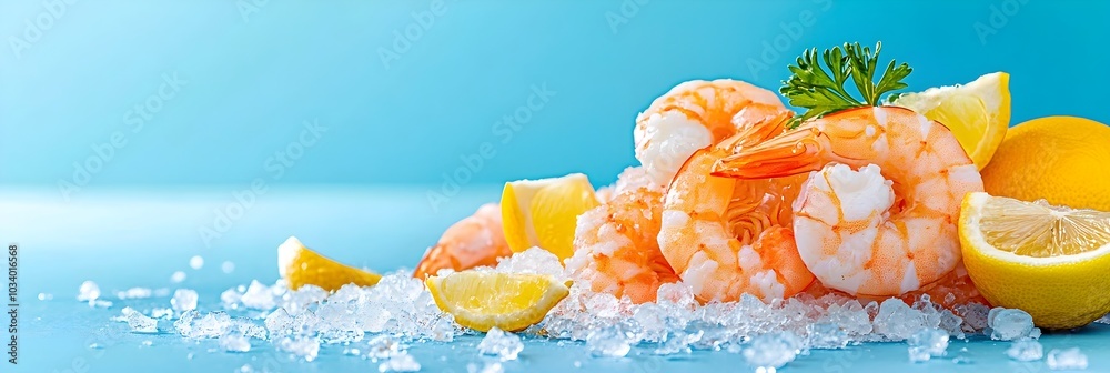 Poster delectable arrangement of assorted fresh seafood such as shrimp crab scallops and oysters chilled on