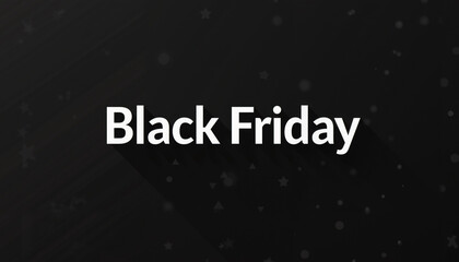 A minimalist digital illustration with the phrase "Black Friday" in white text on a black background. The text has a long shadow and is superimposed on a background of geometric shapes