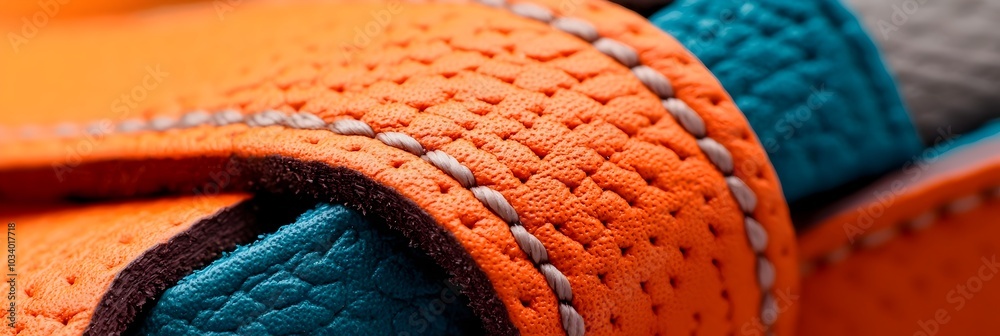 Poster detailed close up shot highlighting the exquisite texture and premium of a finely crafted leather su