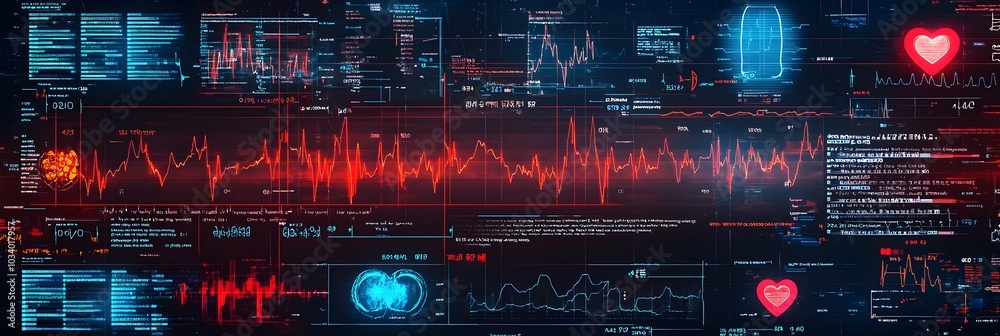Poster Detailed digital heart monitor graphs showcasing precise ECG waveform data for medical analysis healthcare diagnostics and real time patient monitoring