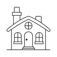 Minimalist Cartoon House Vector Illustration for Children’s Coloring Books