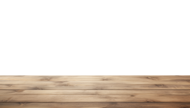 empty wood table isolated on transparent background cutout
