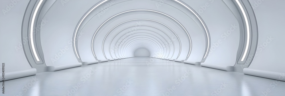 Poster Endless corridors with parallel lines of captivating illumination creating a striking sense of depth dimension and visual intrigue  This architectural masterpiece showcases a minimalist