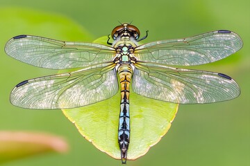 A Vibrant Dragonfly Resting on a Leaf