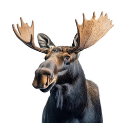Majestic moose portrait in a bright studio setting