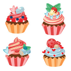 Valentine cake icons colorful elegant decorated shapes