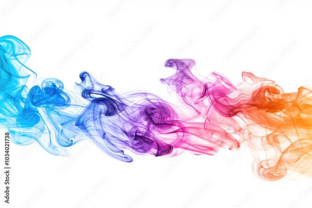 Poster A group of colorful smoke particles floating in the air, creating a whimsical atmosphere
