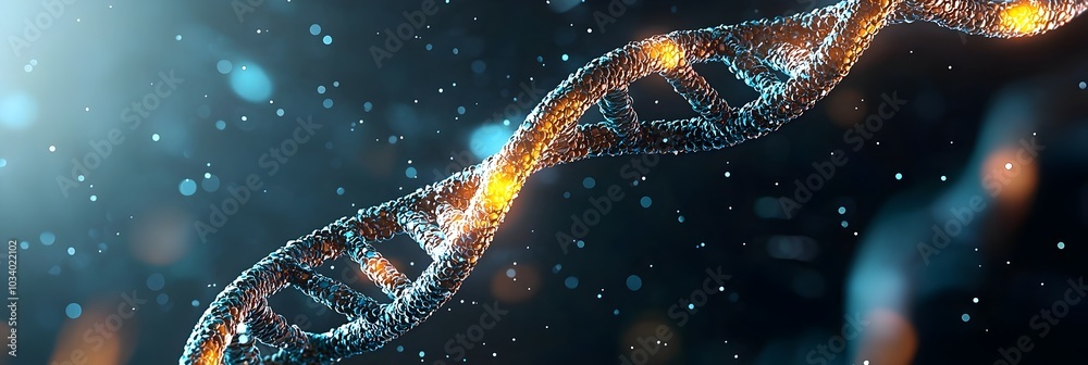 Aufkleber glowing abstract dna helix against a dark background representing the intricate structure and bluepr