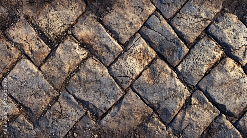Poster a detailed shot of a stone floor with texture and wear visible