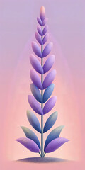 Vibrant Gradient Plant Illustration Modern Botanical Art with Purple and Pink Hues