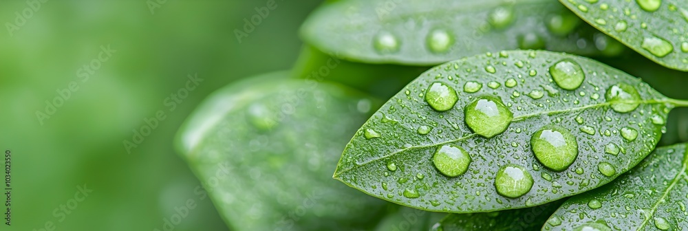 Aufkleber lush vibrant tropical leaves with delicate dewdrops creating a soothing refreshing and tranquil spa 