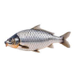 Fototapeta premium Fresh fish with shiny scales, isolated on white background.