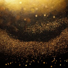 Fototapeta premium a black and gold background with numerous gold flecks at the base and a gold flecked black background at the base extremely detailed image