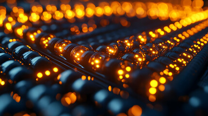 3D Vote Count Abacus: Glowing Beads Representing Vote Counts in Digital Network, Symbolizing Traditional & Modern Tabulation - Abstract Close-Up Icon