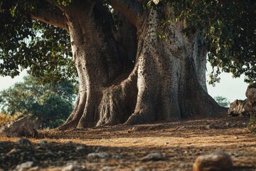 Obraz premium A zebra stands in the shade of a tree, providing relief from the sun
