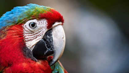 Obraz premium Close-Up of a Colorful Parrot, Showcasing Its Vibrant Feathers and Exotic Appeal