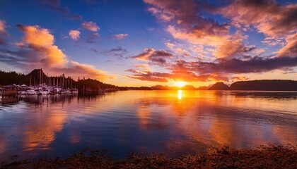 beautiful sunrise and clouds at gig harbor