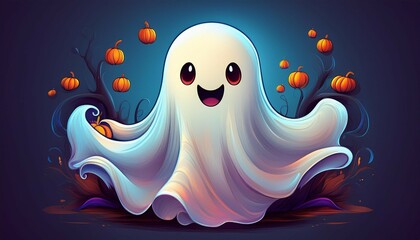 Obraz premium cute lovely cartoon halloween ghost for holiday design elements