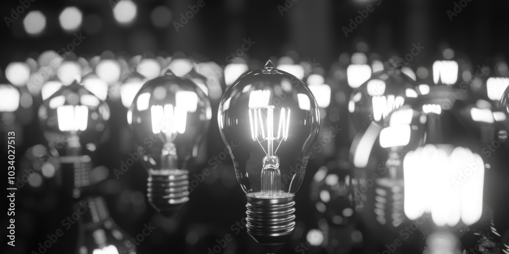 Poster A collection of light bulbs arranged on a flat surface, ready for use or display
