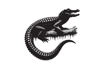 American Alligator Silhouette Vector Illustration – Perfect for T-Shirts & Hoodies