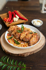 Smash fried chicken with super spicy sambal