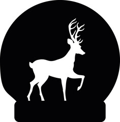 Christmas reindeer snowglobe vector illustration. Christmas ornament.