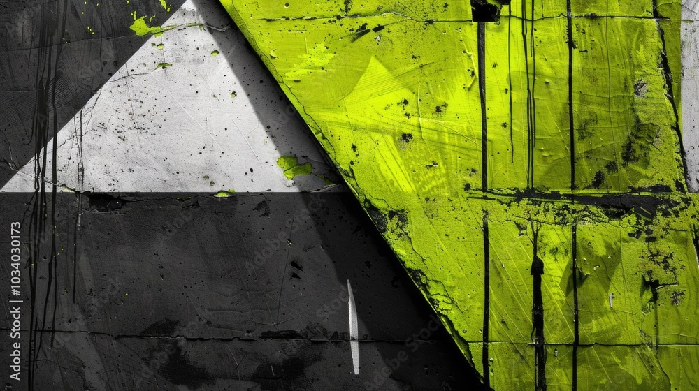 Poster a simple yet striking black and white photograph of a yellow triangle, ideal for use in designs wher