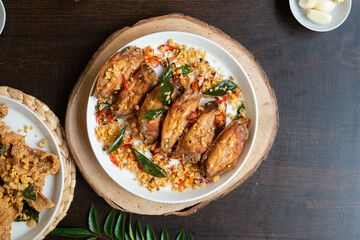 Smash fried chicken with super spicy sambal