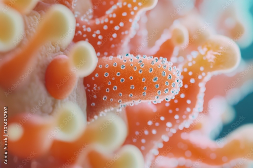 Canvas Prints A detailed shot of an orange coral featuring white dots, perfect for use in underwater-themed designs or illustrations