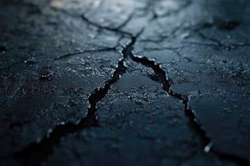 Obraz premium A close-up view of a crack in the ground with dirt and debris visible