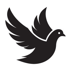 Obraz premium Silhouette of a Dove vector illustration with white background