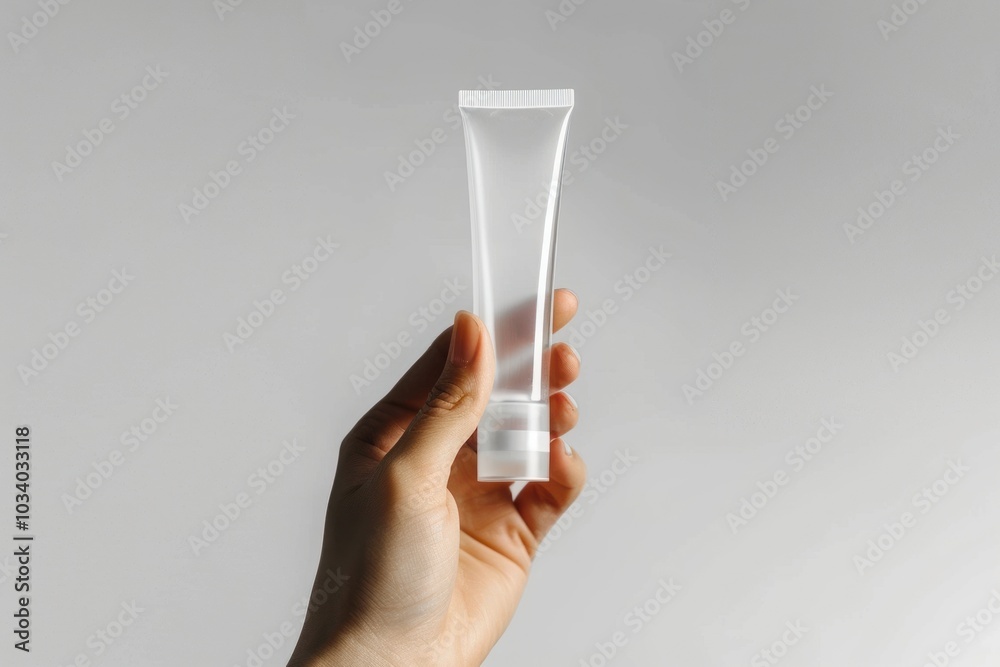 Sticker Hand hold transparent cosmetic tube cosmetics bottle.