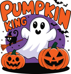 Spooky Halloween T-Shirt Design: Ghosts, Pumpkins, and Witches - Vector Illustration. Generative with AI