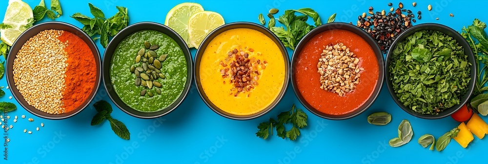 Aufkleber top view of a smoothie bowl filled with a vibrant arrangement of healthy toppings including berries 