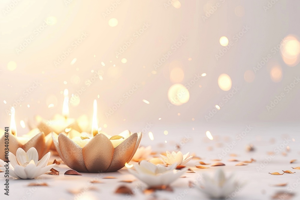 Poster group of candles lit up on a table
