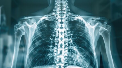 Anatomical illustration of the human skeletal system in X-ray view, suitable for medical education and health-related contexts