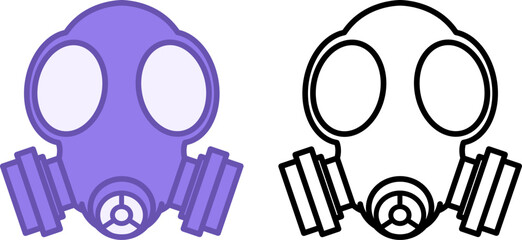 Gas Mask Icons. Vector Icons Of Respiratory Protection. Protection From Toxic Substances. Production Concept