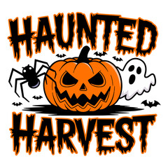 Spooky Halloween T-Shirt Design: Ghosts, Pumpkins, and Witches - Vector Illustration. Generative with AI