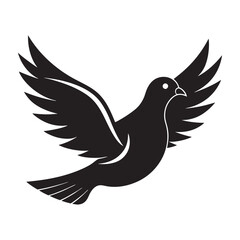 Silhouette of a Dove vector illustration with white background