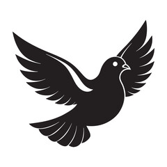 Silhouette of a Dove vector illustration with white background